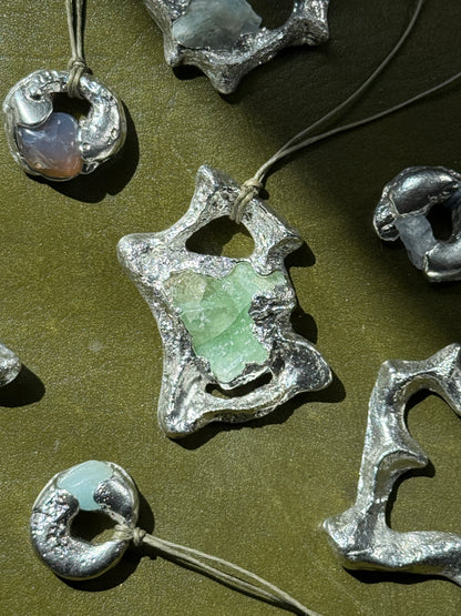 Fossil Necklace w/ Green Calcite