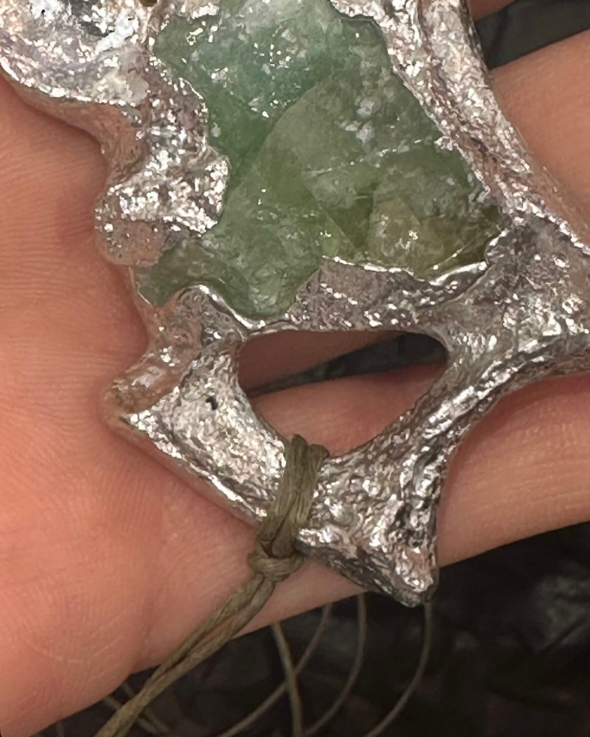 Fossil Necklace w/ Green Calcite